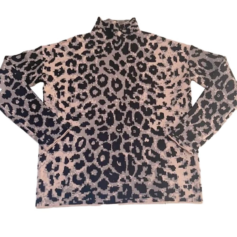 NICOLE MILLER Leopard Print Turtleneck Size XS